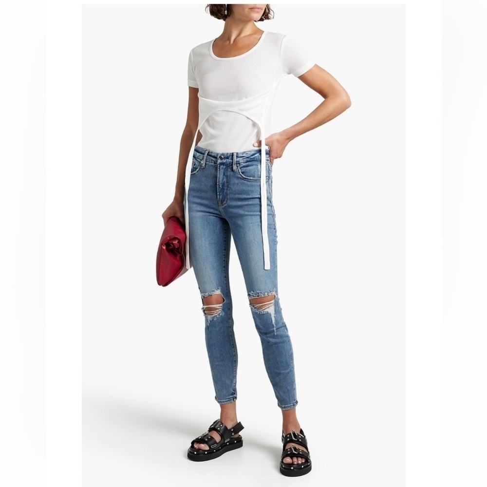 NWT GOOD AMERICAN Good Legs cropped distressed high-rise skinny jeans size 29